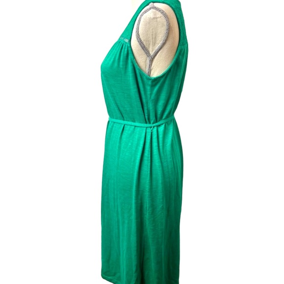 Joe Fresh Green Sleeveless Lace Design Belted Midi Dress (L) - Picture 3 of 8